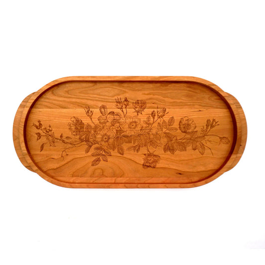 JK Adams Cherry Oval Wooden Serving Tray-Wild Rose