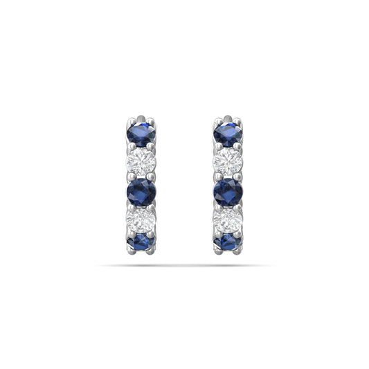 Martin Flyer 14k Diamond & Sapphire Huggie Hoop Earrings