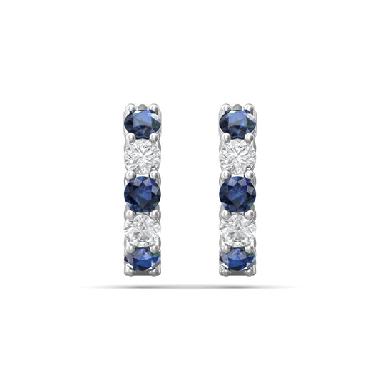 Martin Flyer 14k Diamond & Sapphire Hoop Earrings