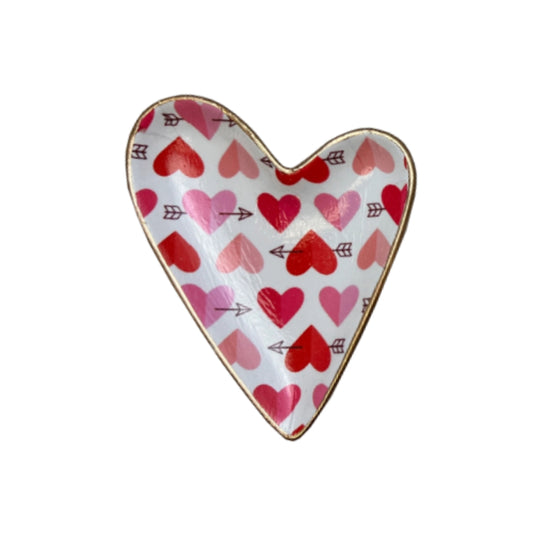 Ten Twenty Six Designs Easter & Valentines Ceramic Heart Dish- Hearts & Arrows