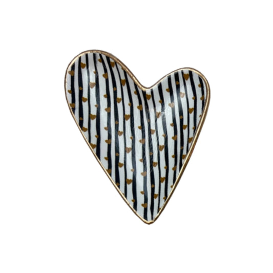 Ten Twenty Six Designs Easter & Valentines Ceramic Heart Dish- Hearts & Stripes