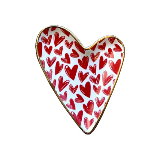Ten Twenty Six Designs Easter & Valentines Ceramic Heart Dish- Red Hearts
