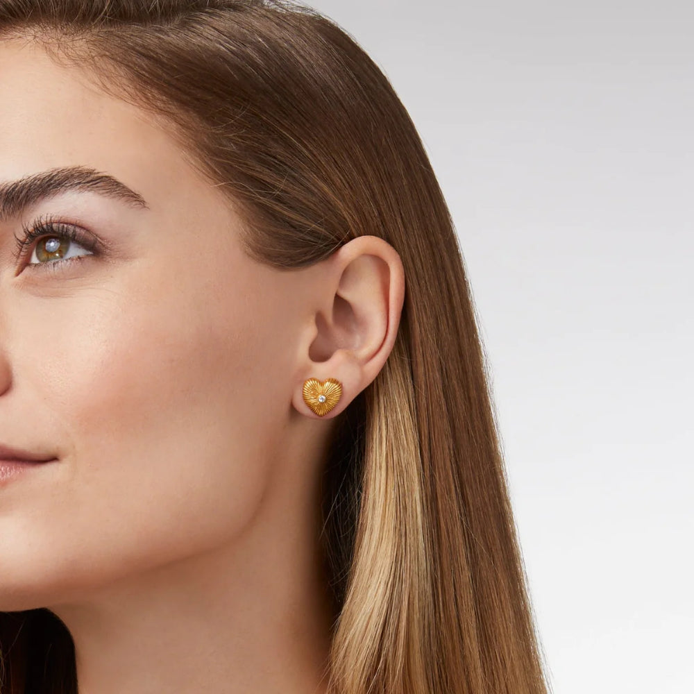 Julie Vos Esme Heart Stud Earrings - Cubic Zirconia