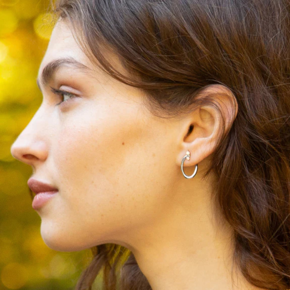 Monica Rich Kosann Sterling Silver Oval "Galaxy Wrap" Hoop Earrings with White Sapphires