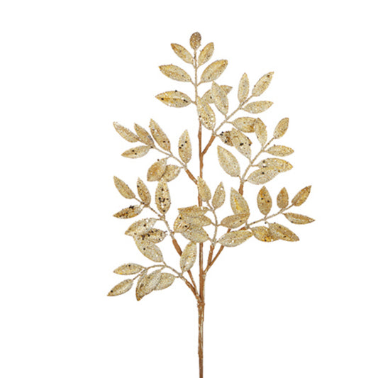 26.75" Gold Glittered Laurel Leaf Spray