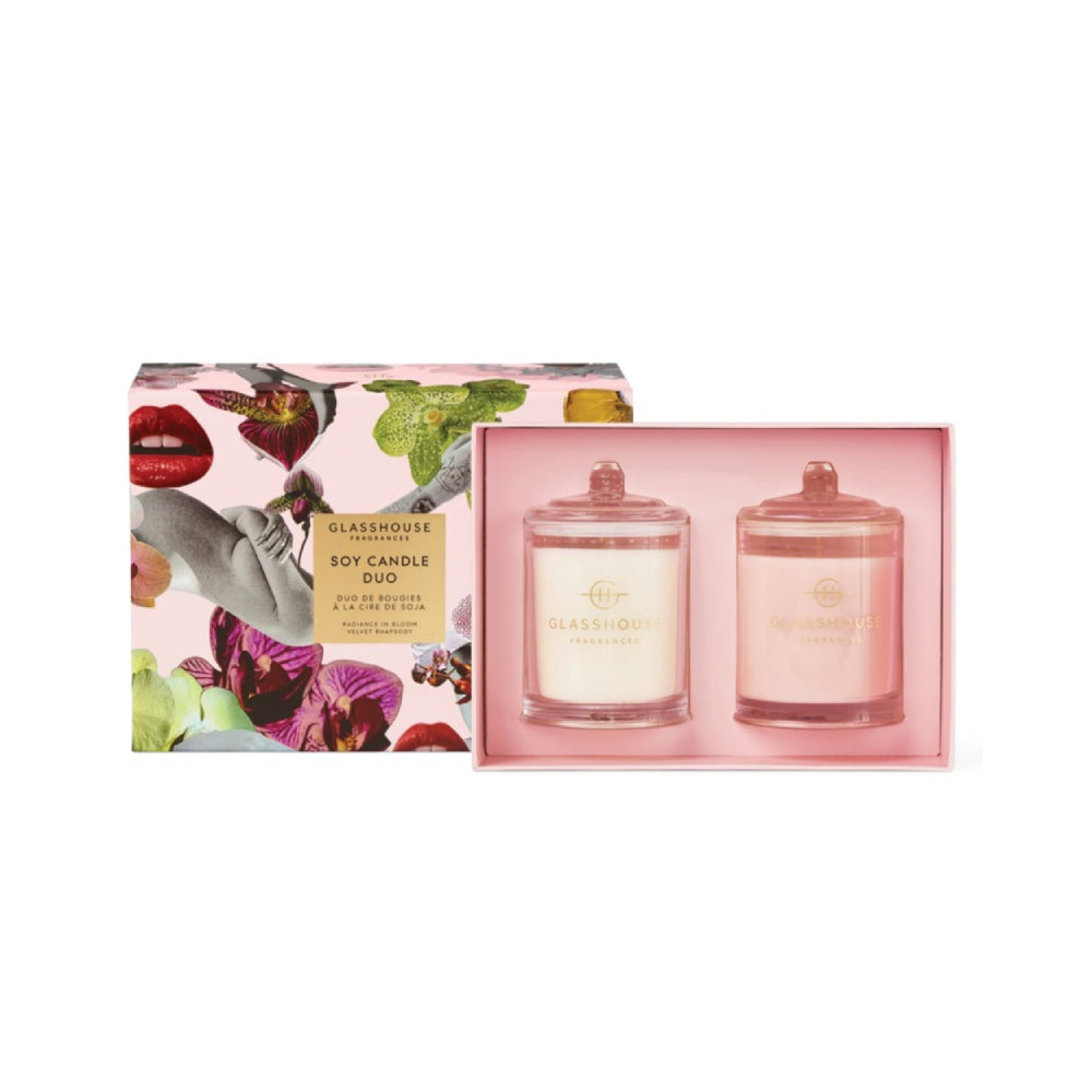 Glasshouse Fragrances 7.05 Oz. Mother's Day Candle Duo-Radiance In Bloom & Velvet Rhapsody