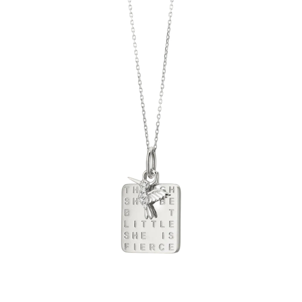 MRK Sterling Silver "She Is Fierce" Necklace with Sapphire