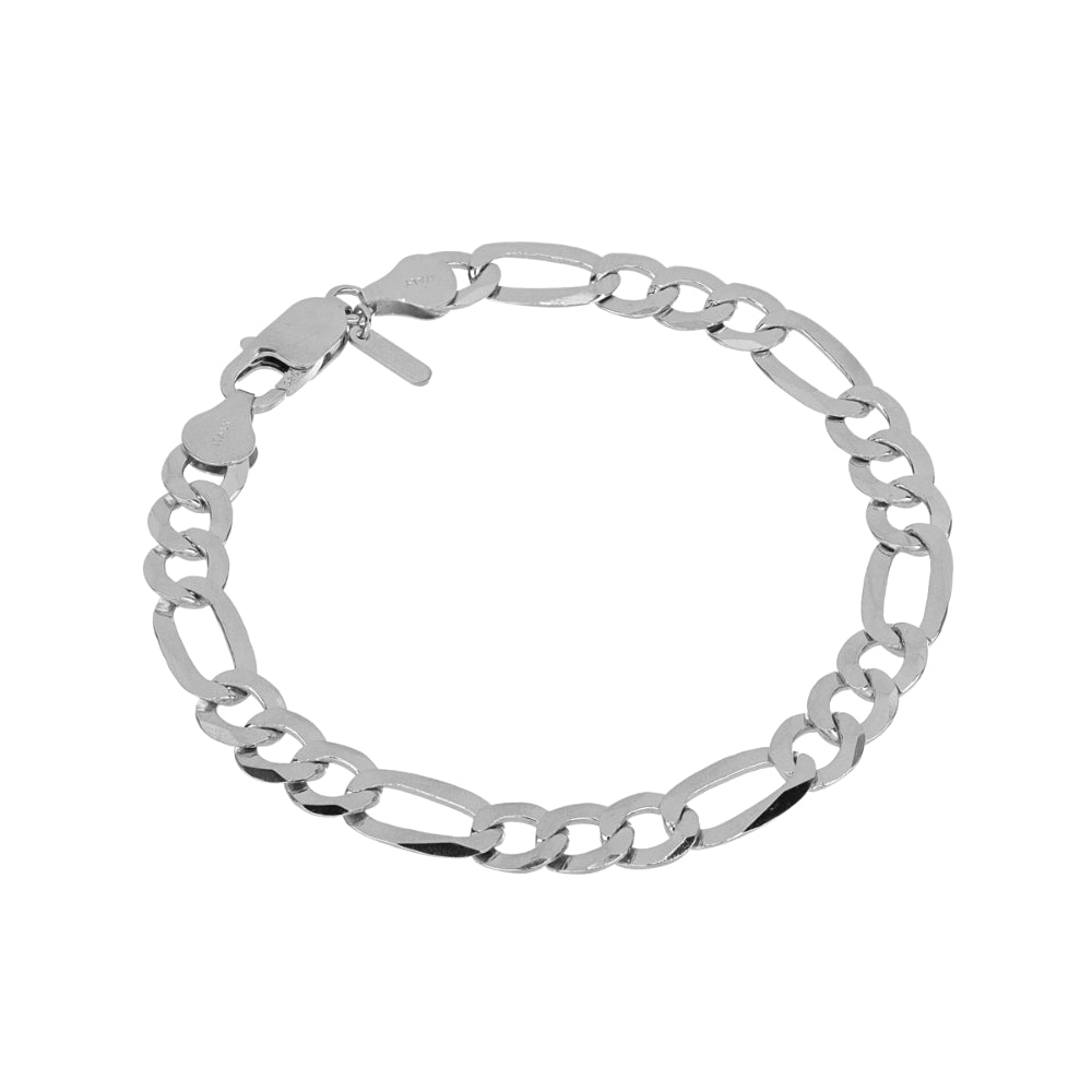 Desmos Sterling Silver Figaro Flat Large Link Bracelet