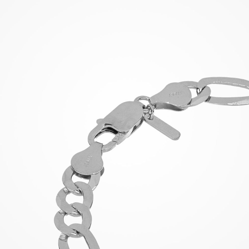 Desmos Sterling Silver Figaro Flat Large Link Bracelet