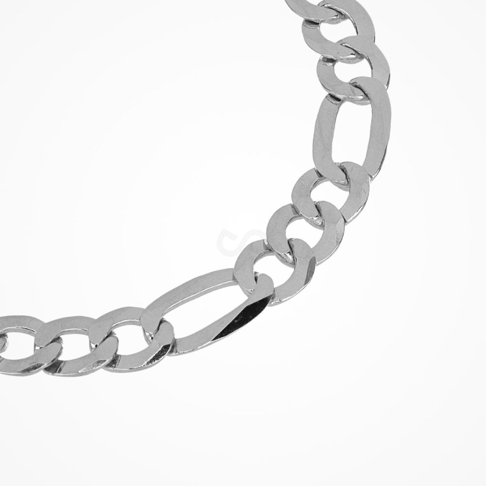 Desmos Sterling Silver Figaro Flat Large Link Bracelet