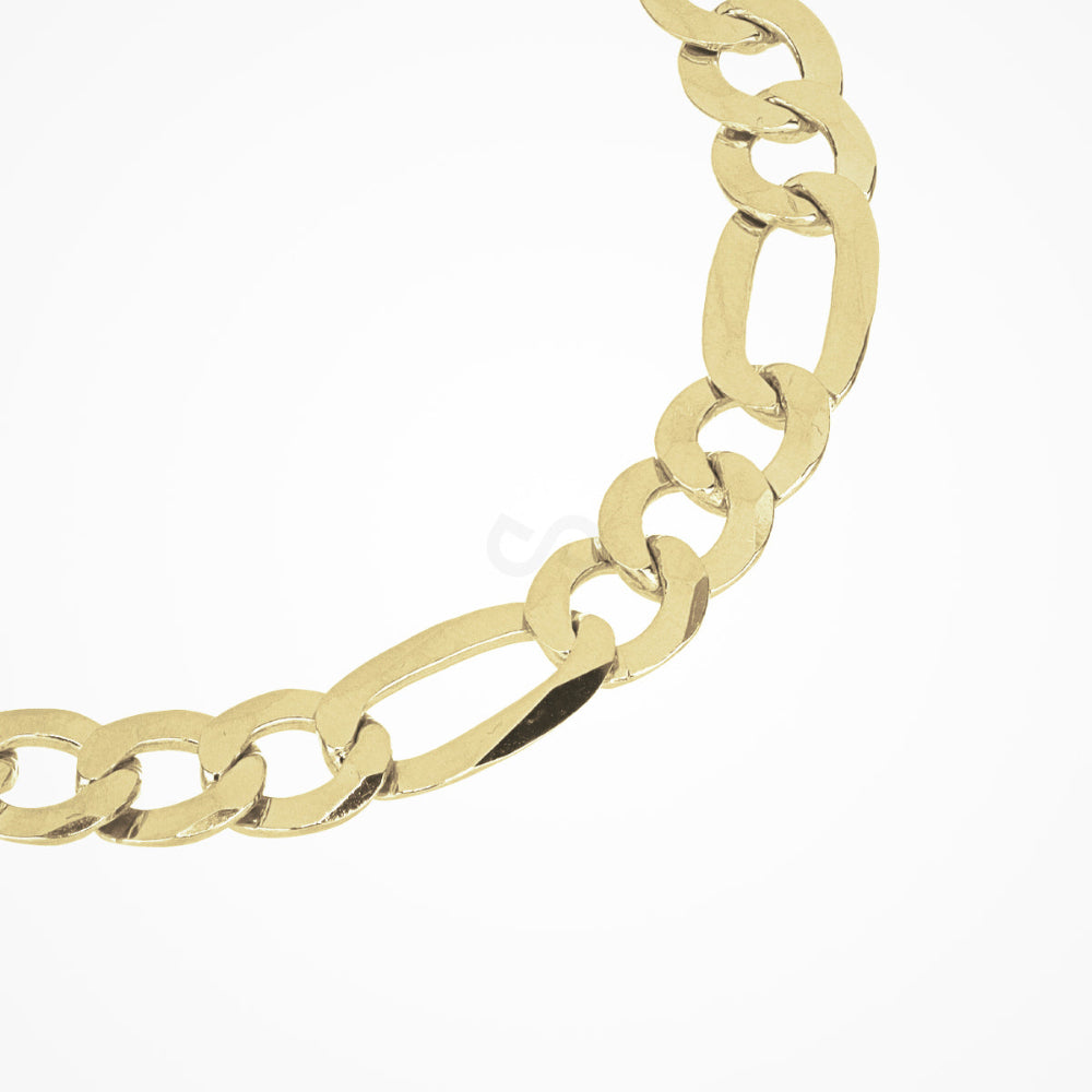 Sterling Silver 18K Yellow Plated Figaro Flat Large link bracelet