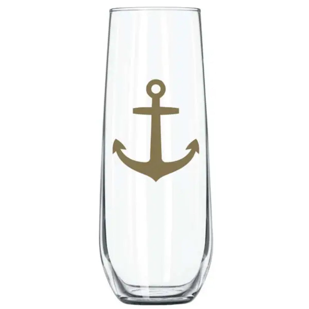 Stemless Flute - Gold Anchor