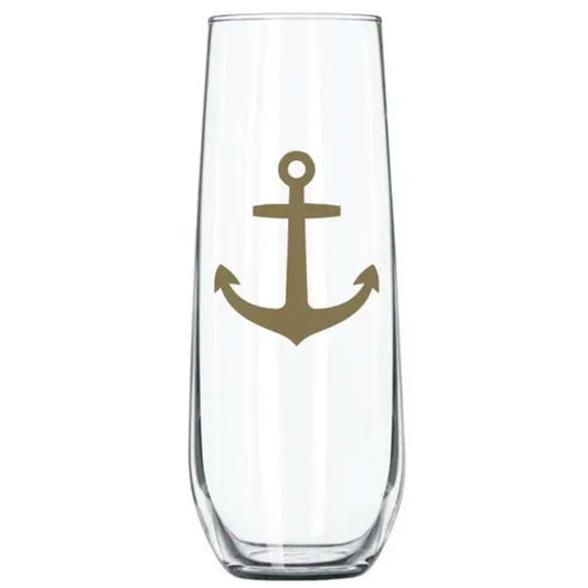 Stemless Flute - Gold Anchor