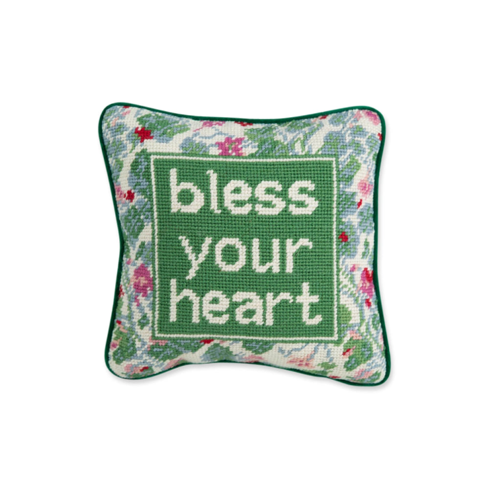 Furbish Studio Bless Your Heart Needlepoint Pillow