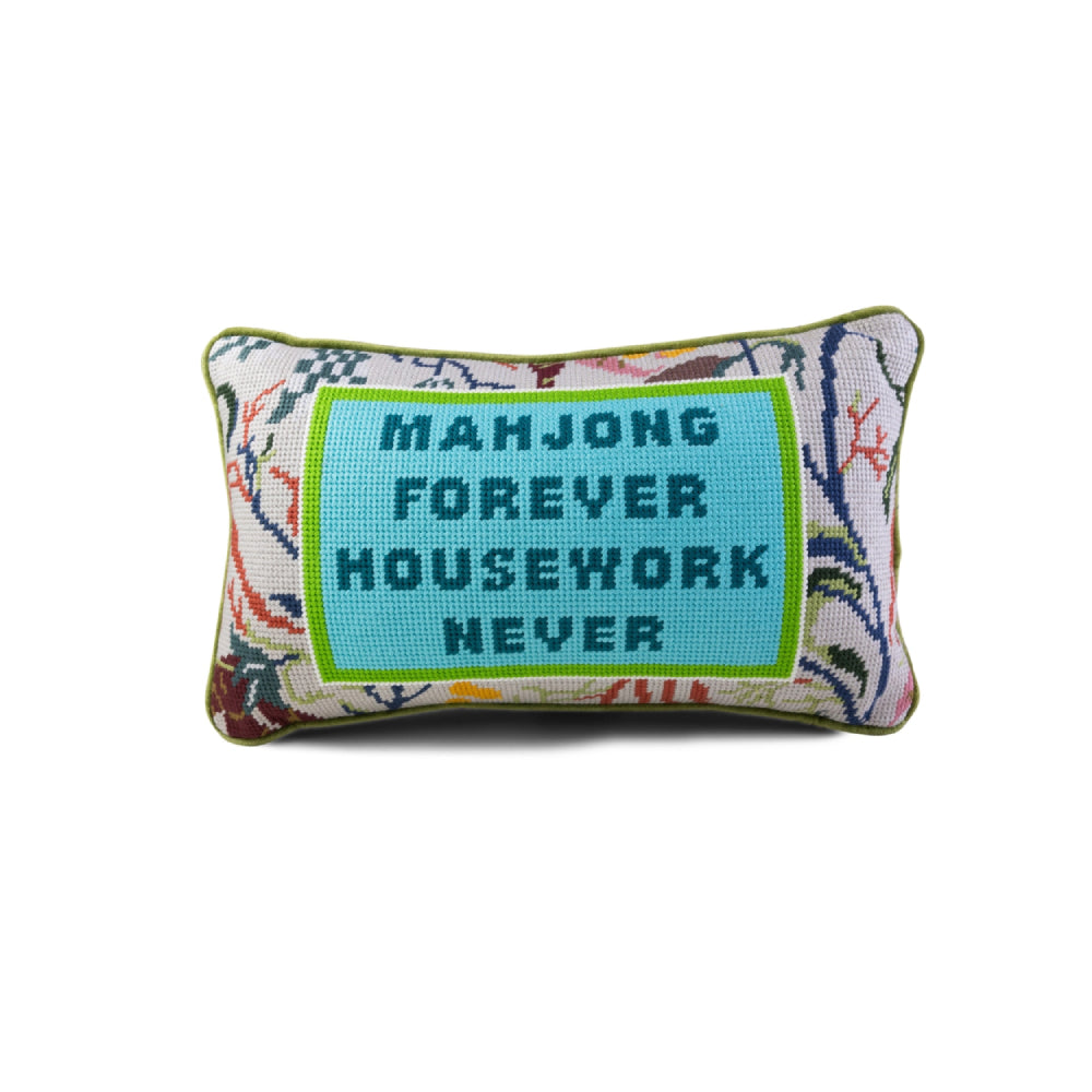Furbish Studio Mahjong Needlepoint Pillow
