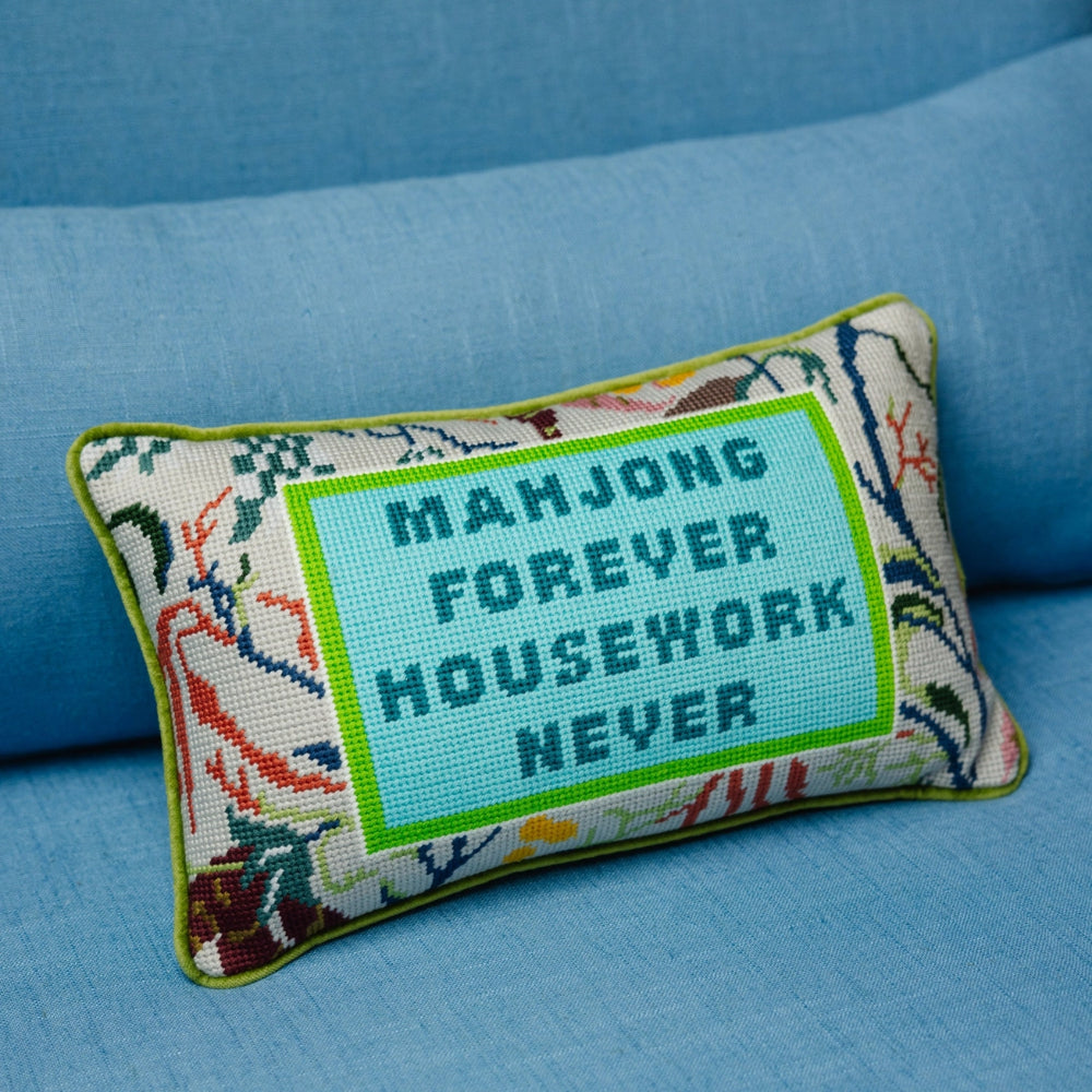 Furbish Studio Mahjong Needlepoint Pillow