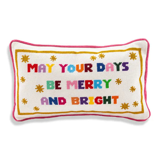 Furbish Studio Merry & Bright Needlepoint Pillow