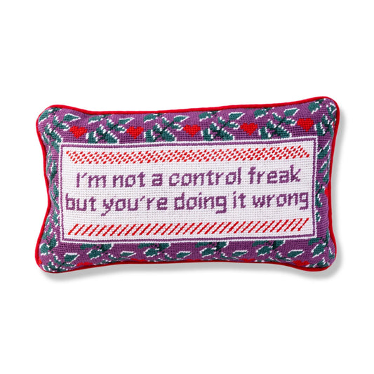 Furbish Studio Control Freak Needlepoint Pillow