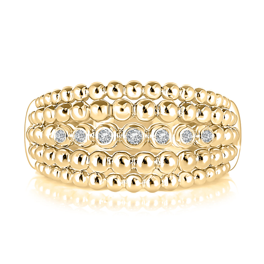 A. Jaffe 14k Yellow Gold 5 Row Beaded Domed Diamond Band