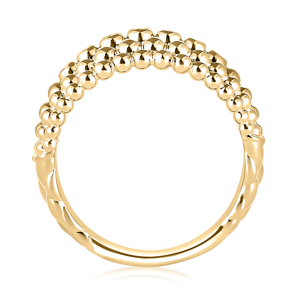 A. Jaffe 14k Yellow Gold 5 Row Beaded Domed Diamond Band