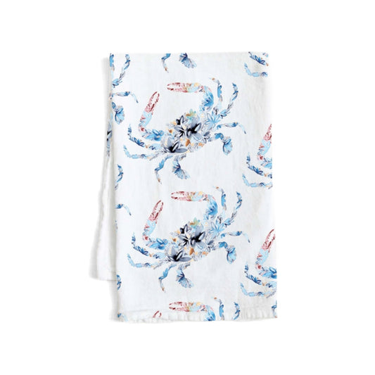 Amanda Klein Co. Blue Crab Flour Sack Tea Towel