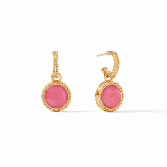 Julie Vos Fleur-de-Lis Hoop & Charm Earring-Peony Pink