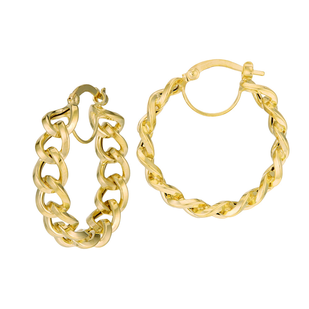 14Y Gold Twisted Chain Link Hoop Earrings Smyth Jewelers