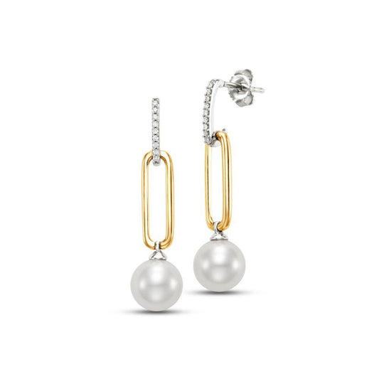 Mastoloni 14k Two-Tone Drop Pearl Earrings