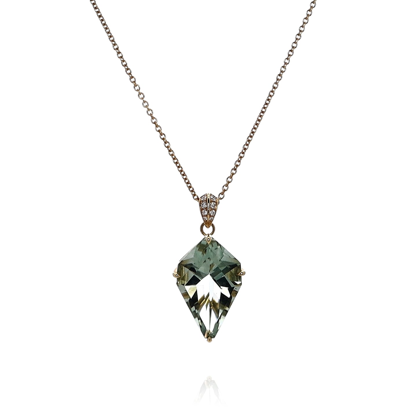 Lisa Nik 18k Yellow Gold Kite Shaped Green Quartz Pendant Necklace