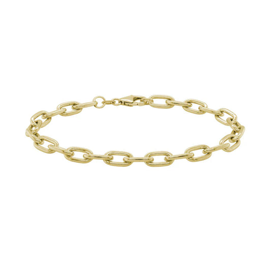 14k Gold Oval Link Bracelet, 7"