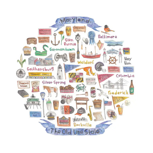 Maryland Icon Blank Watercolor Notecard