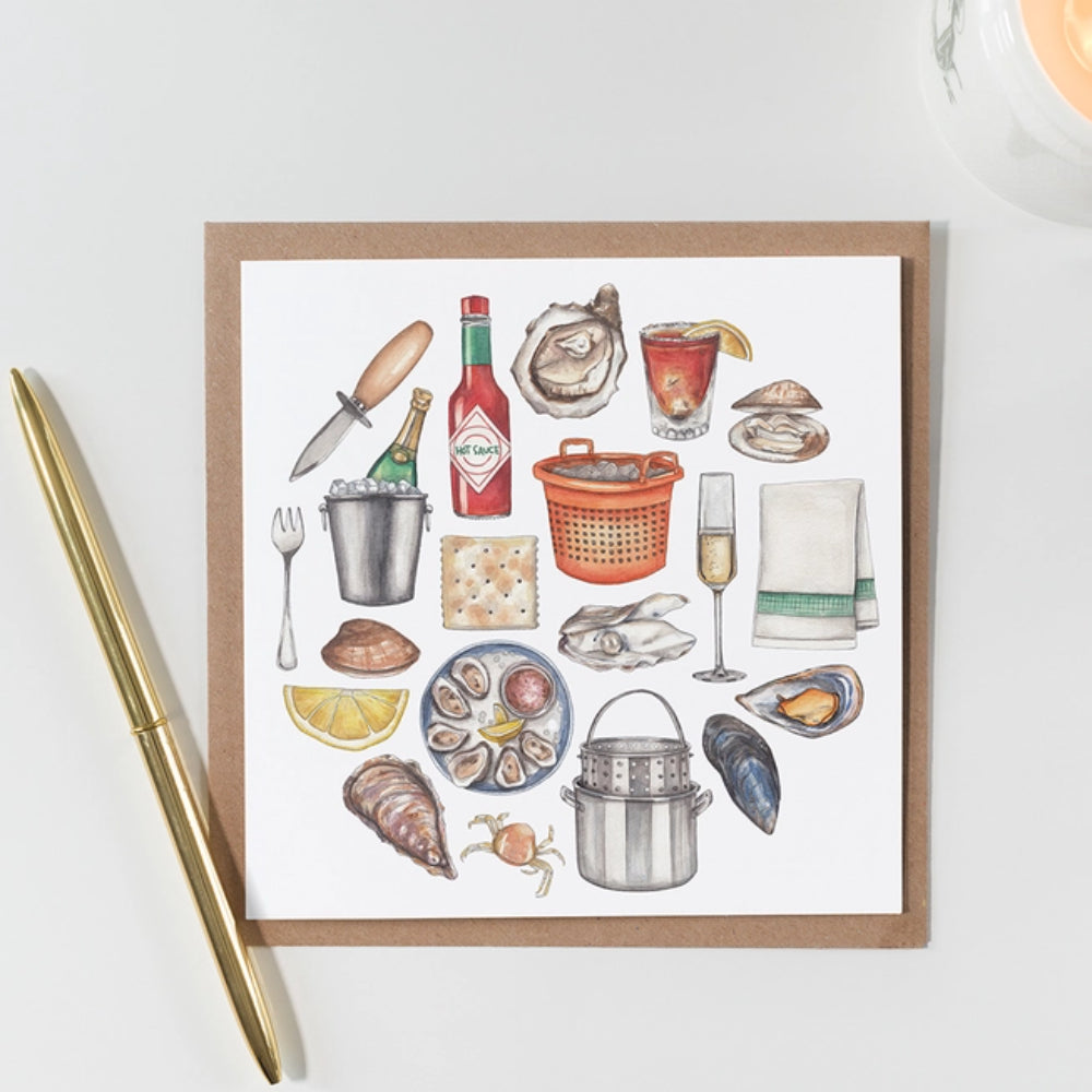 Oyster Icon Watercolor Notecard