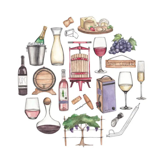 Wine Icon Blank Watercolor Notecard