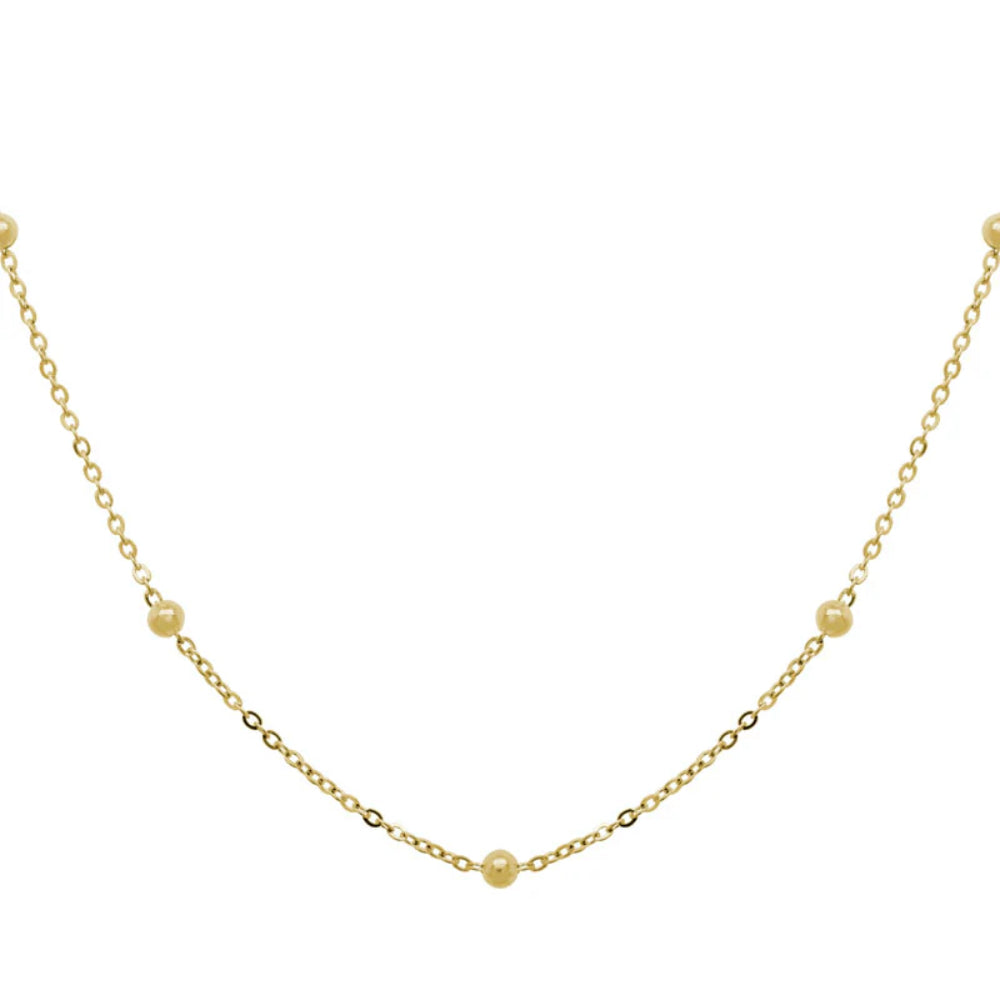 14k Gold Bead Station Necklace
