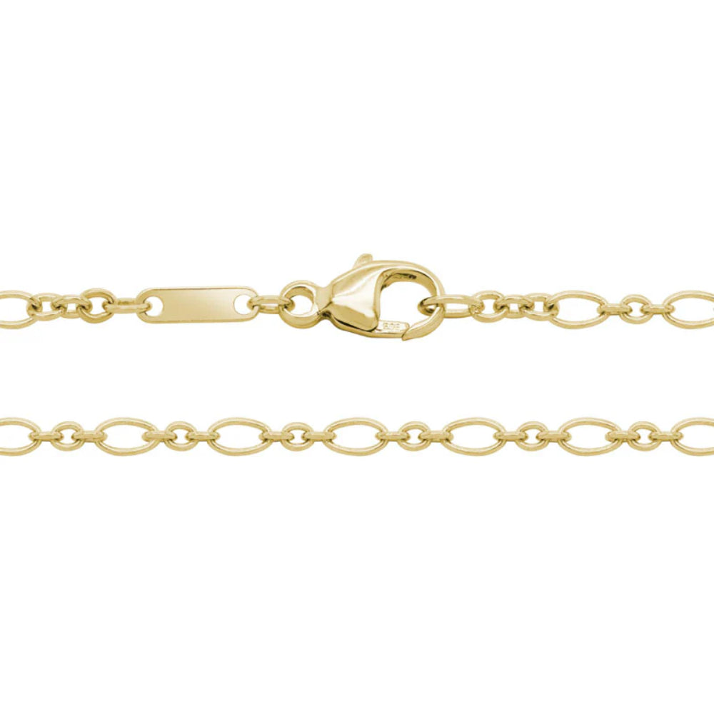 14k Gold 2.5mm Figaro Baroque Chain Necklace