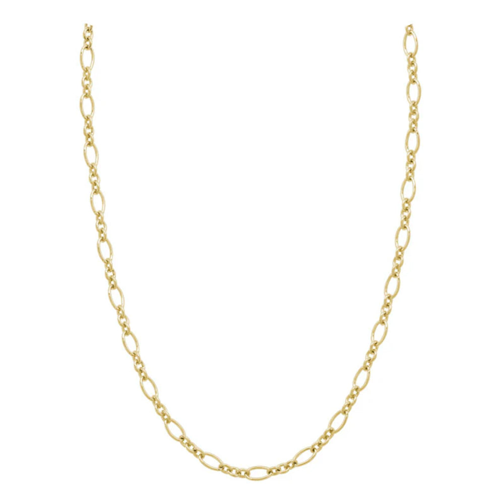 14k Gold 2.5mm Figaro Baroque Chain Necklace