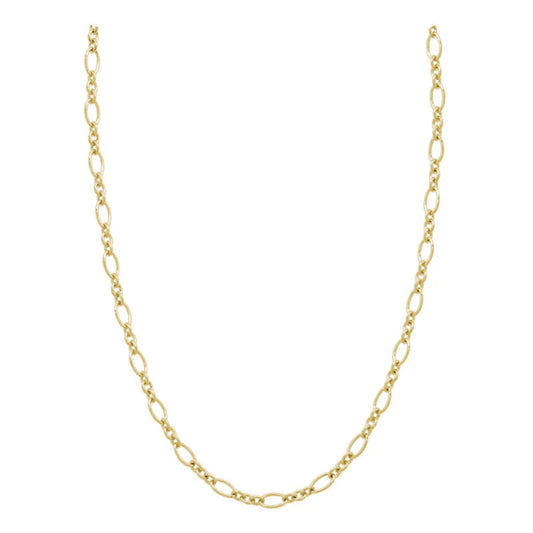 14k Gold 2.5mm Figaro Baroque Chain Necklace