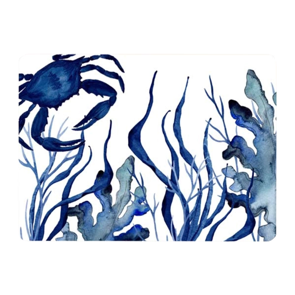 B McVan Designs Blue Crab Seagrass Glass Cutting Board