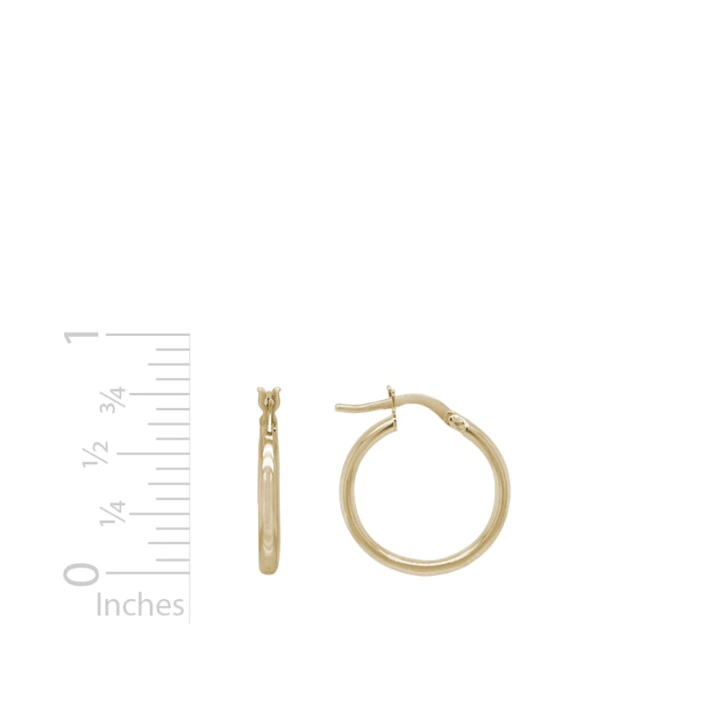 14k Gold 15mm Hoop Earrings