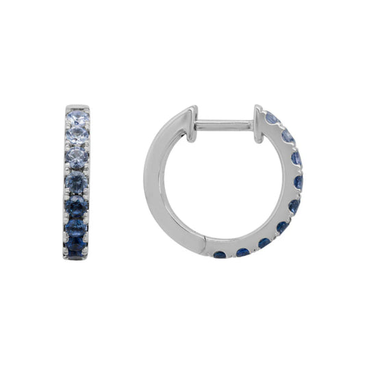 14k Multi-Colored Blue Sapphire Hoop Earrings