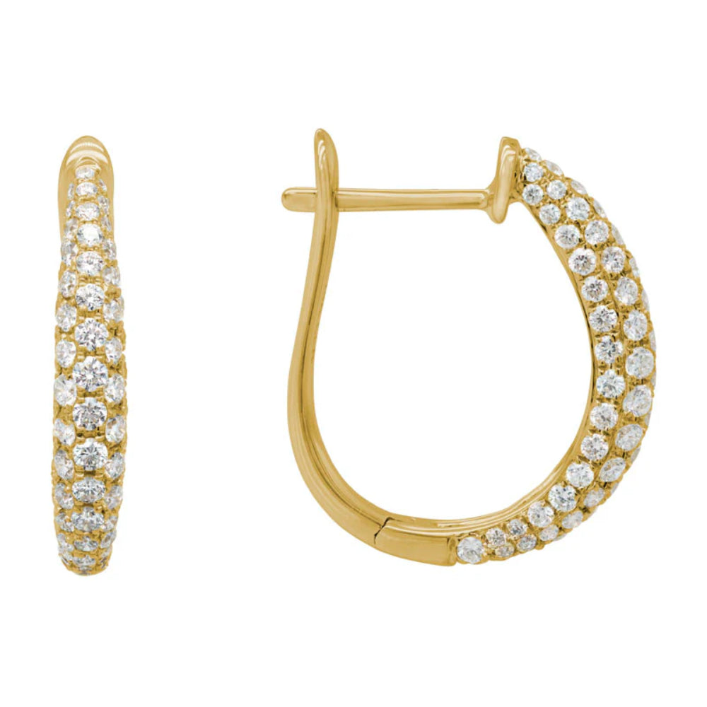 14k Diamond Tapered Hoop Earrings