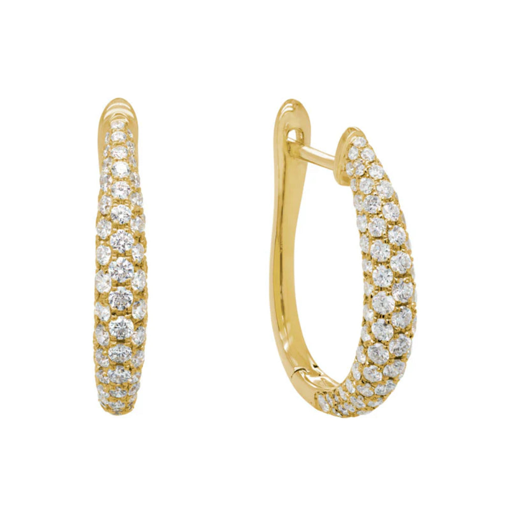 14k Diamond Tapered Hoop Earrings