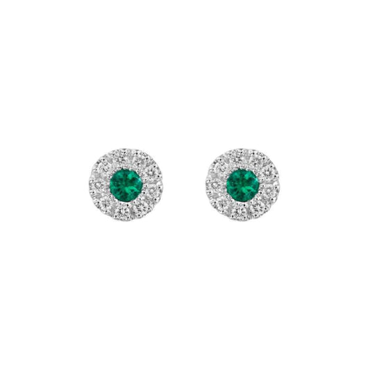 14k Emerald & Diamond Stud Earrings