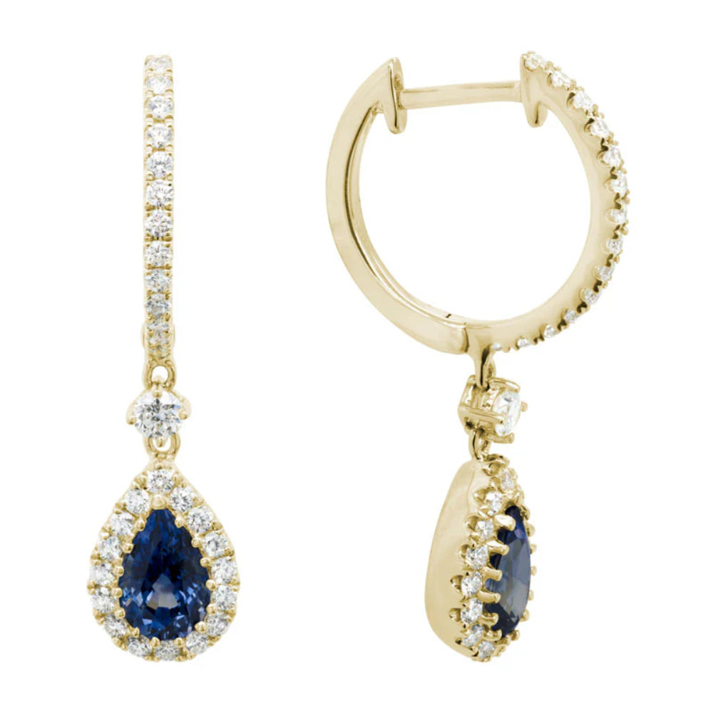 14k Sapphire and Diamond Drop Earrings