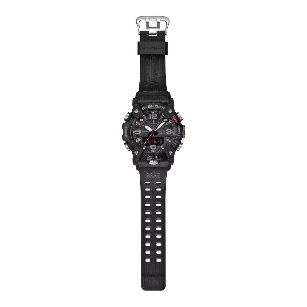 Black Casio G-Shock watch on a white background