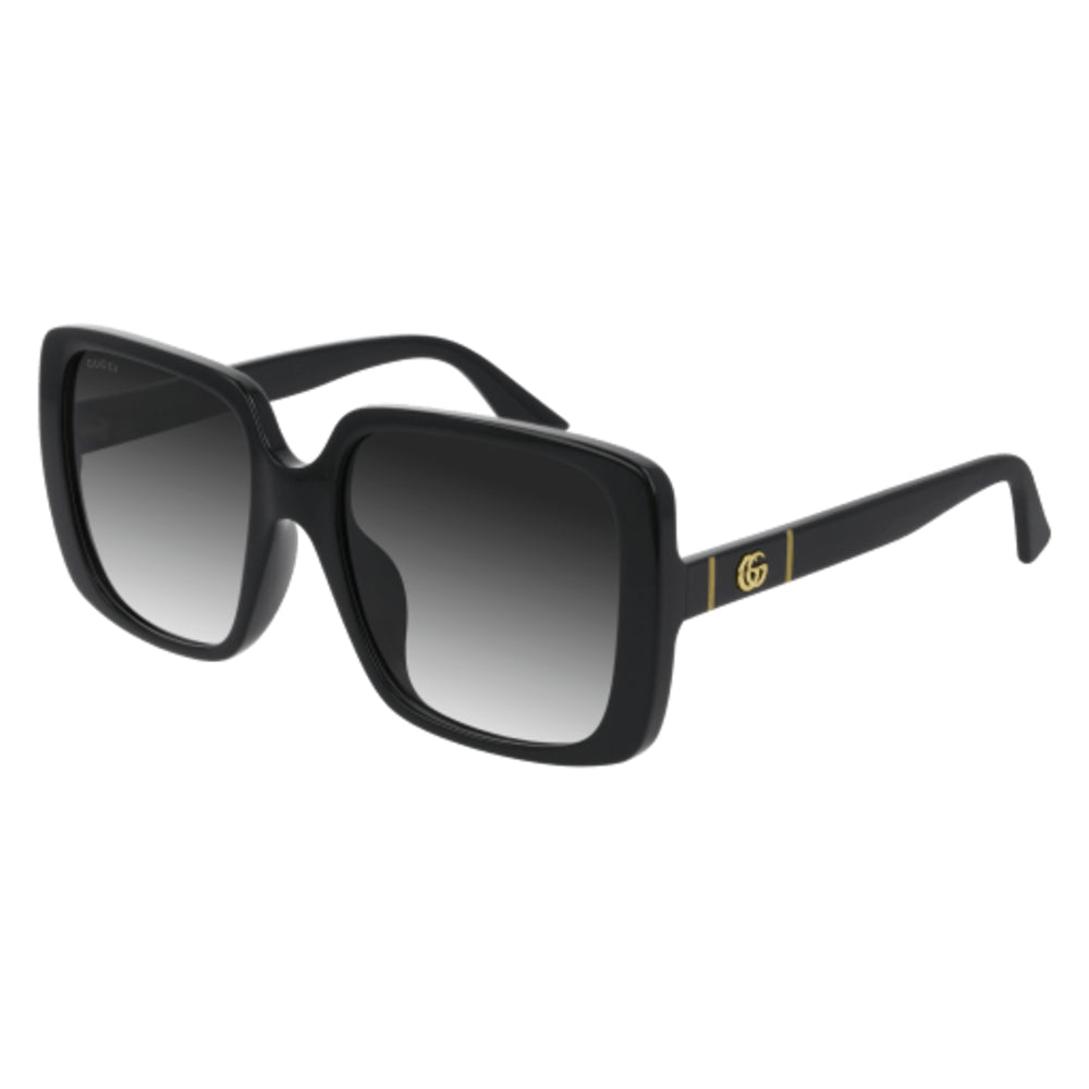 Black sunglasses with gradient lenses on a white background