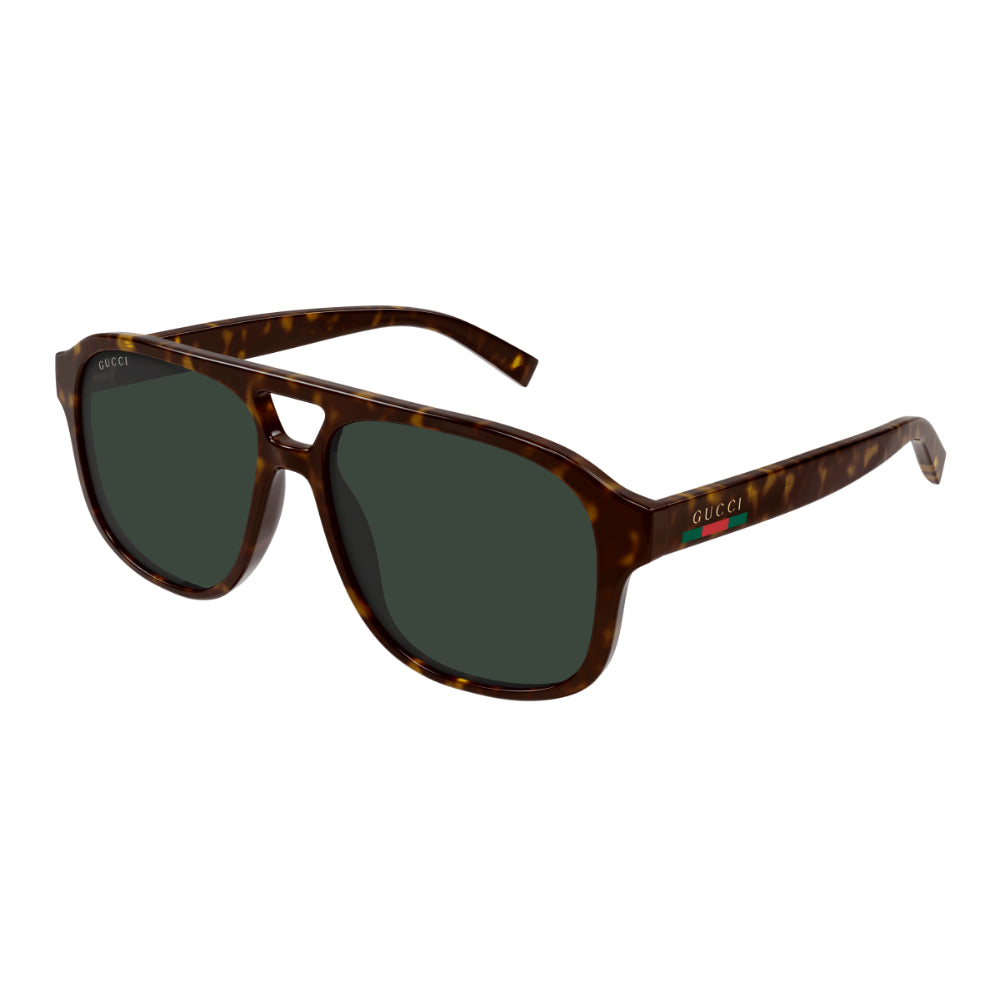 Tortoiseshell sunglasses with dark lenses on a white background
