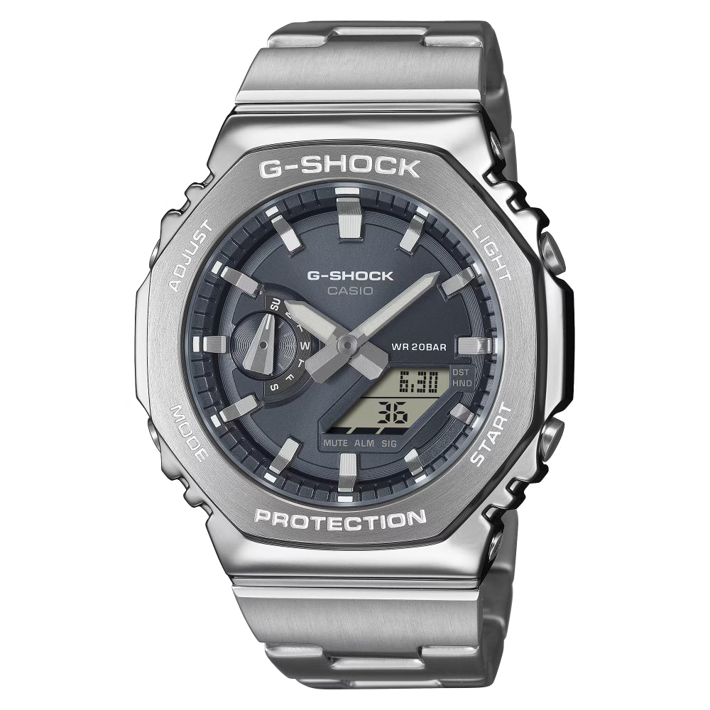 G-Shock G-Steel 2100 Series Silver Tone Watch with Slate Gray Dial