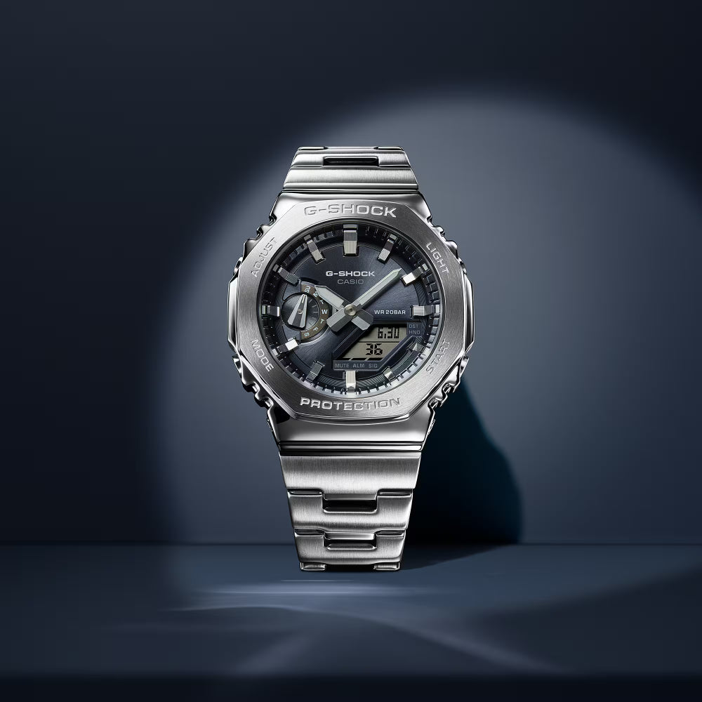 G-Shock G-Steel 2100 Series Silver Tone Watch with Slate Gray Dial