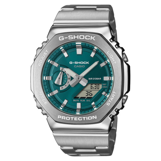 G-Shock G-Steel 2100 Series Silver Tone Watch - Teal Dial